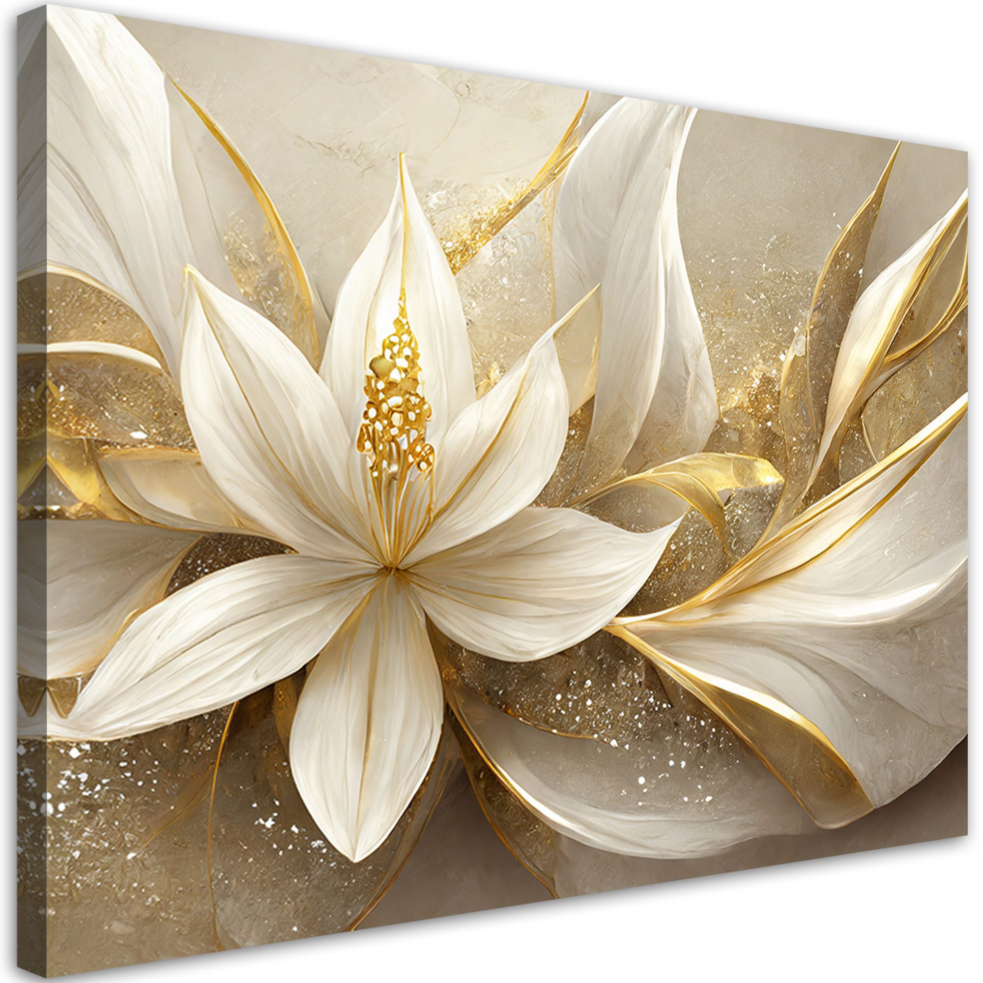 Feeby Obraz, Złote kwiaty glamour 3D 60x40