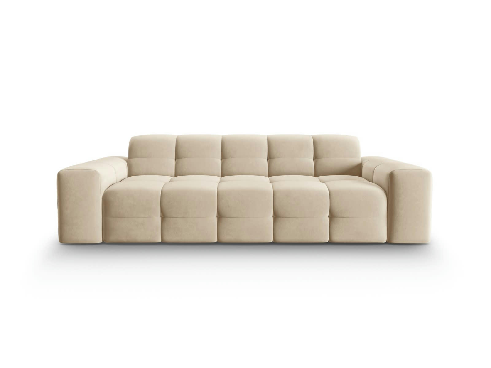 KENDAL - Canapé 3 places en tissu velours beige clair