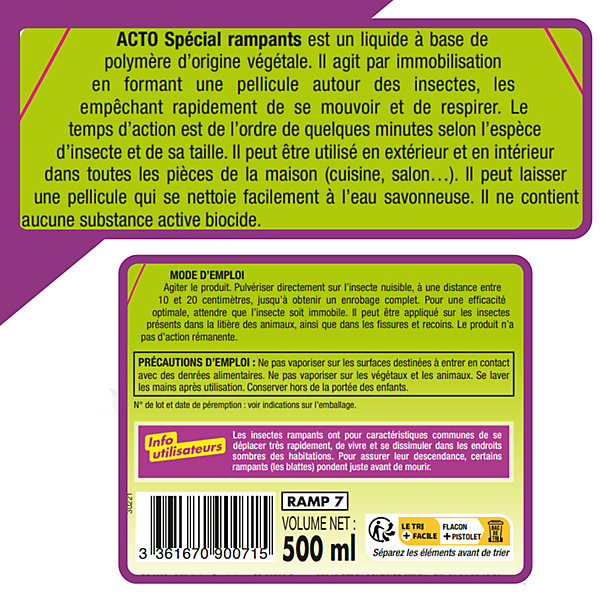 Aérosol anti insectes rampants Acto formule végétale