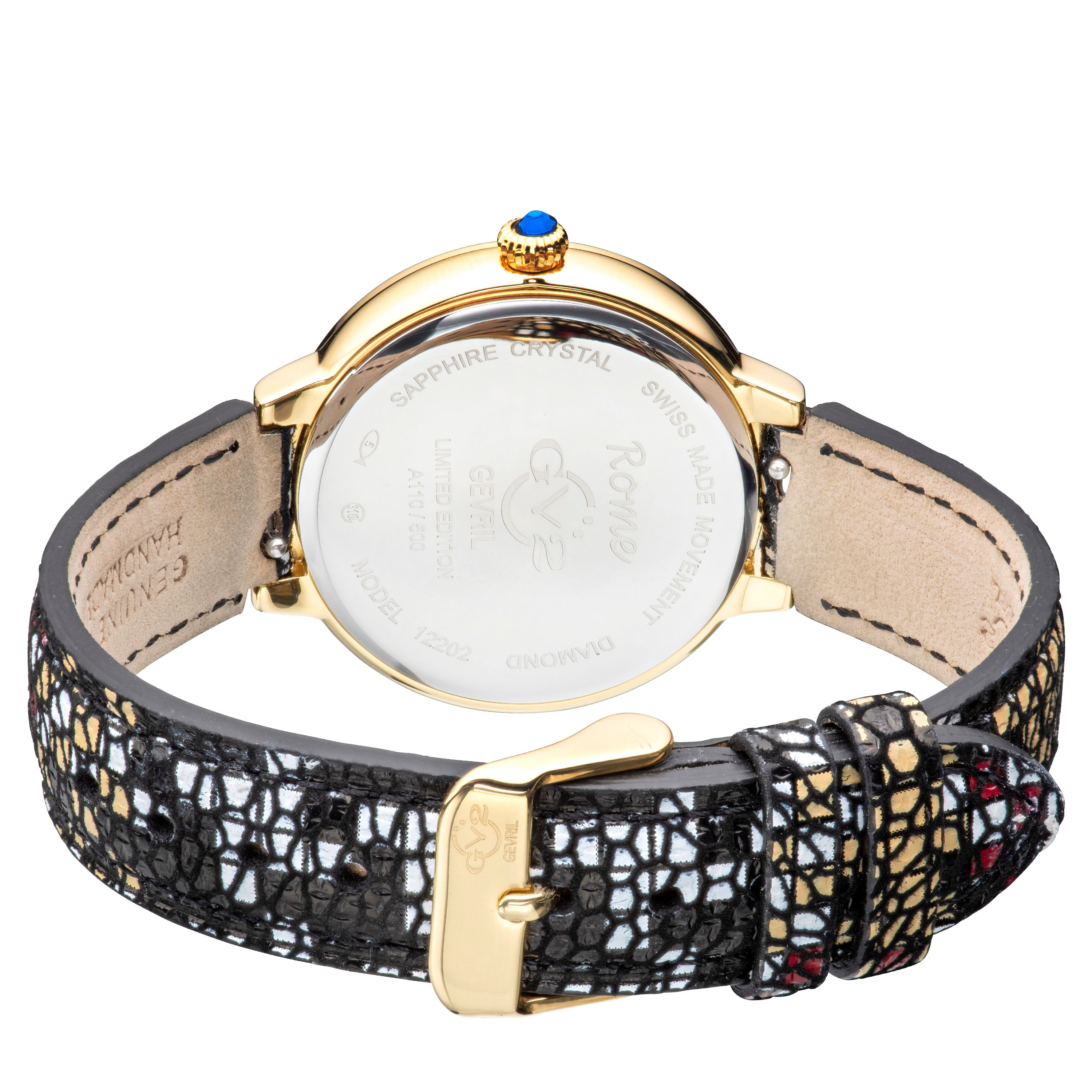 GV2 Rome, Swiss Quartz Watch, White Dial, leather, and Sapphire Crystal