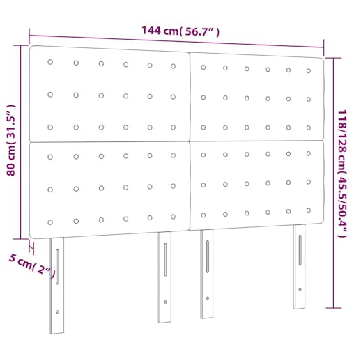 NNEVL LED Headboard Black 144x5x118/128 cm Faux Leather