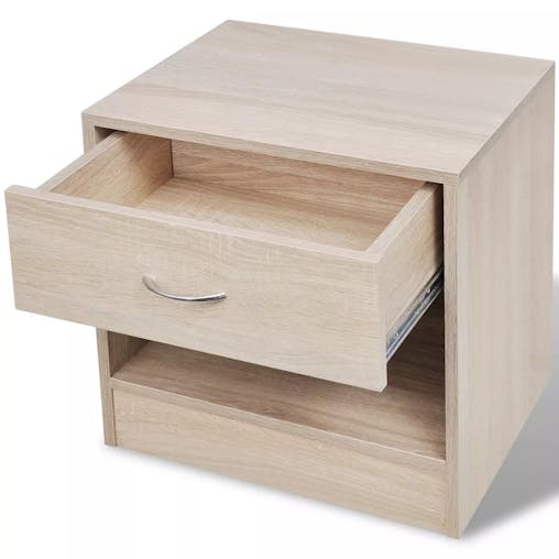 NNEVL Nightstand 2 pcs with Drawer Oak Colour