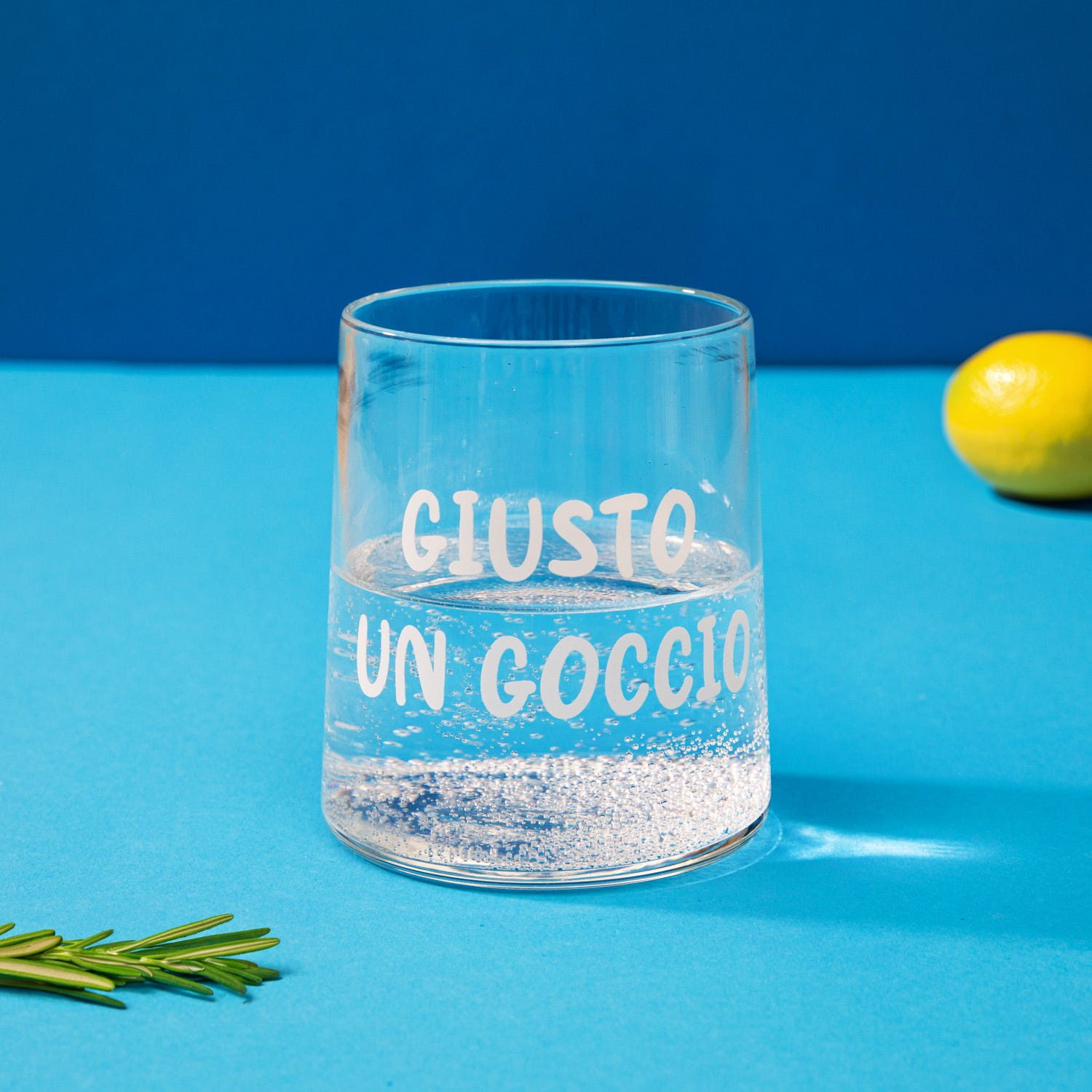 Bicchiere acqua vetro scritta Giusto un goccio 350 ml