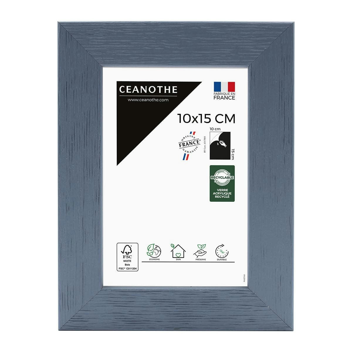 KARMA - Cadre photo gris bleuté 10x15 cm bois reconstitué fsc