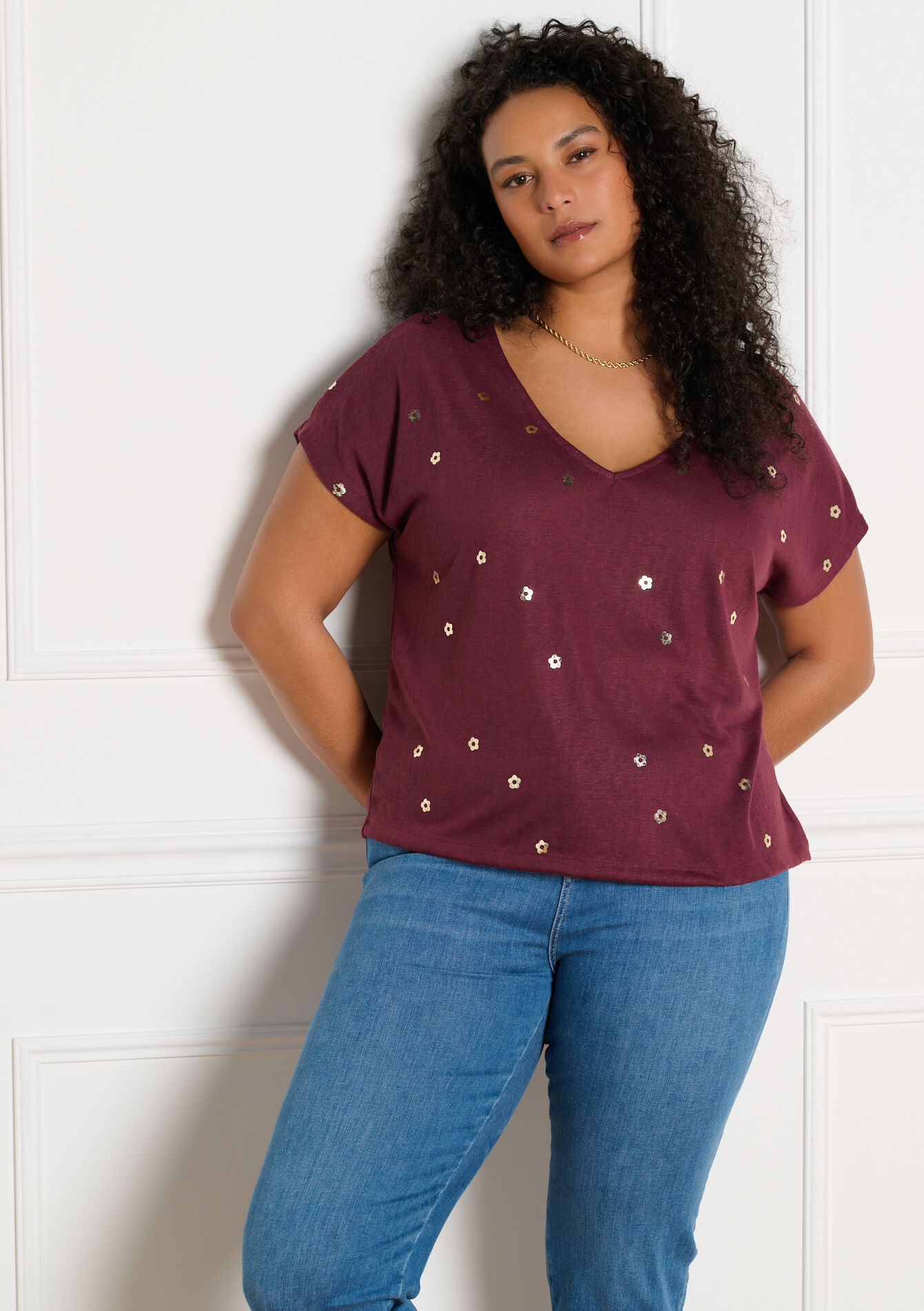 T-shirt met folieprint