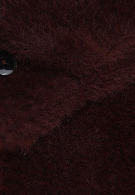 Womens Burgundy Eyelash Knit Fliptop Gloves