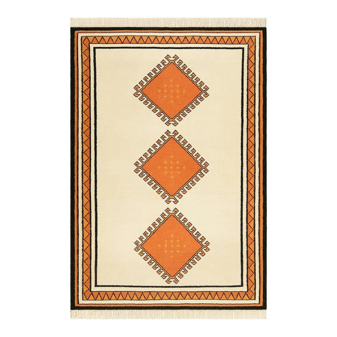 AFOUD - Tapis ethnique berbère en laine rouge 130x190