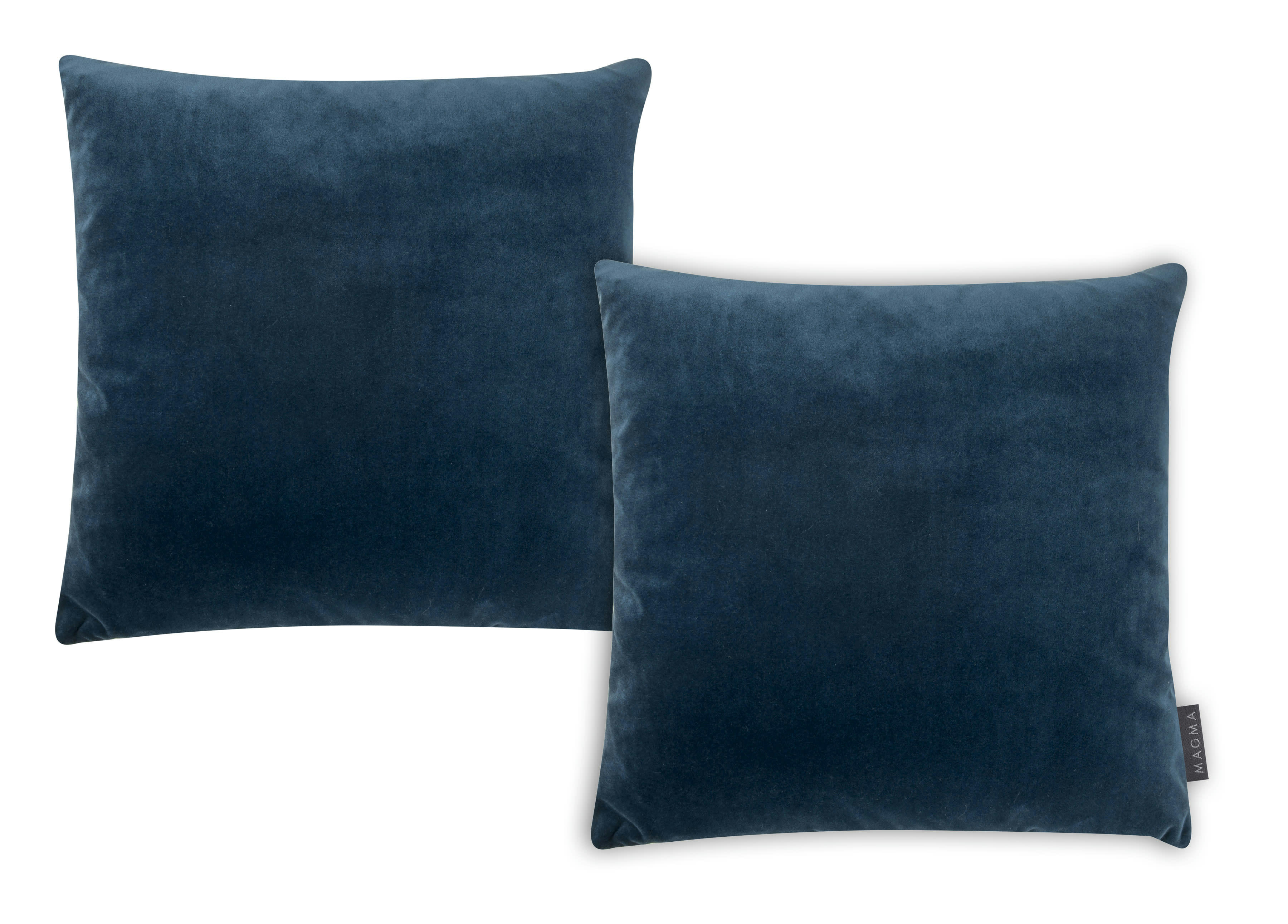 SAMT UNI - Housses de coussin velours bicolore bleu pétrole -Lot de 2- 40x40