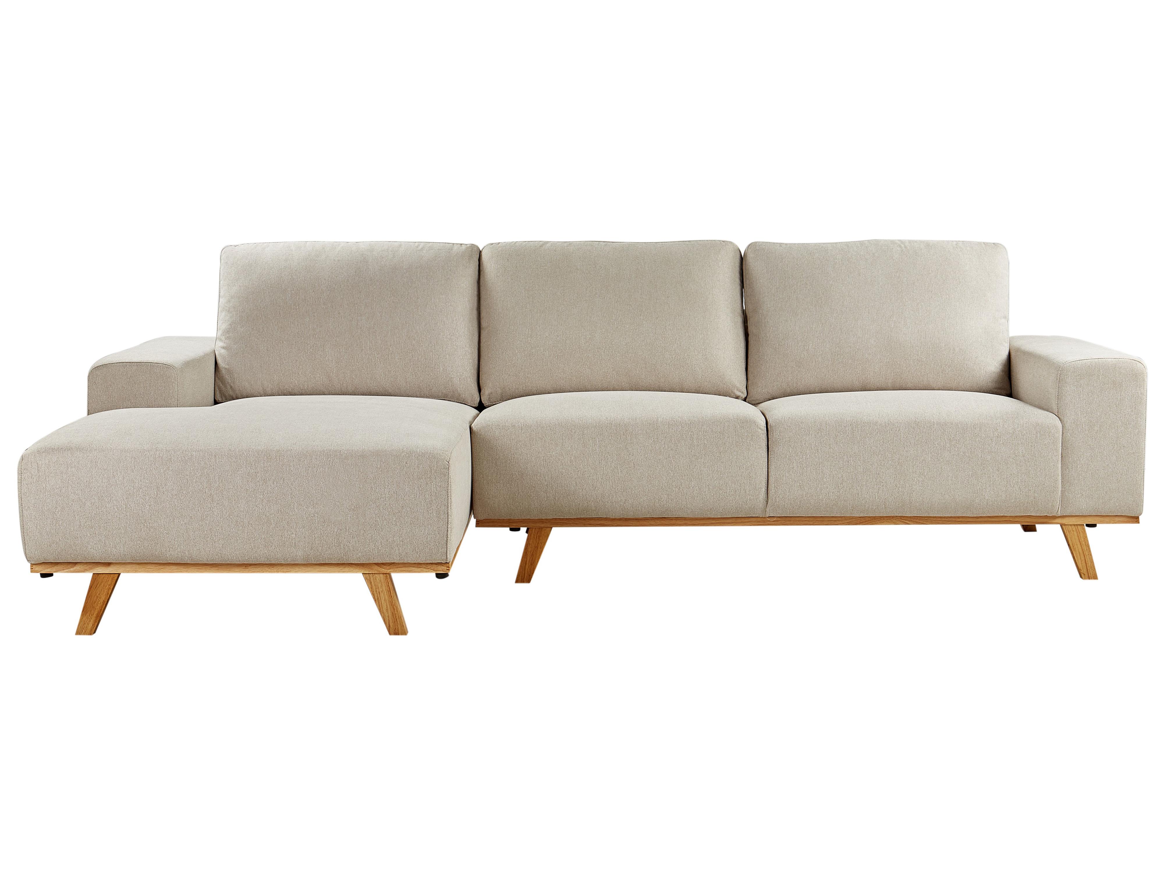 Corner Sofa 3 Seater NORA Fabric Beige Left Hand