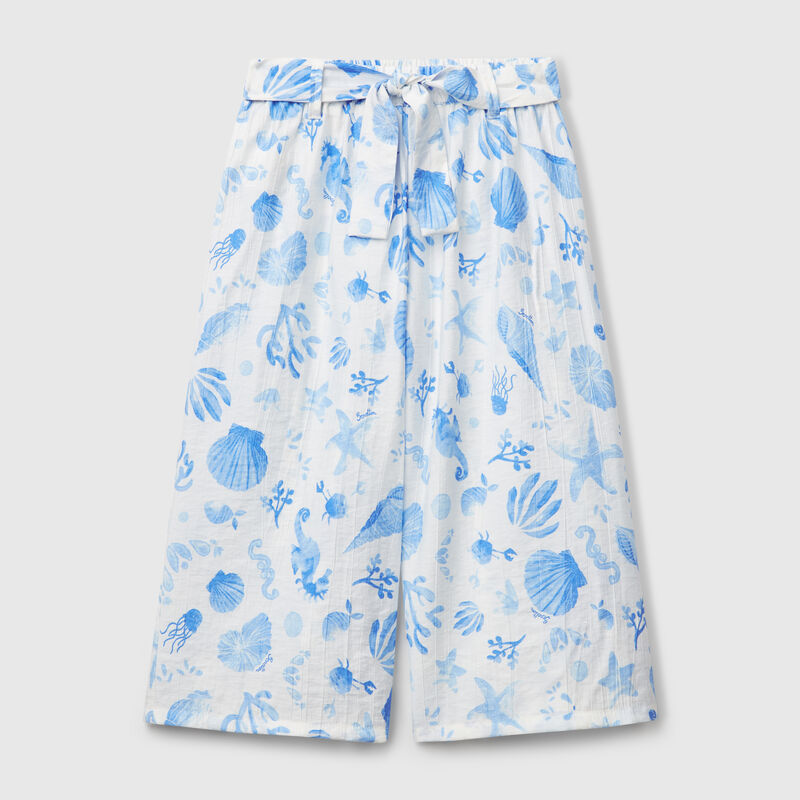 Palazzo trousers with navy print