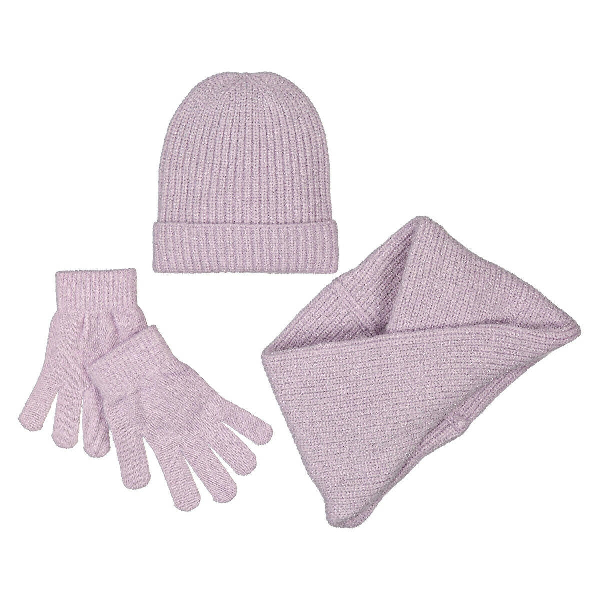 Ensemble bonnet + snood + moufles