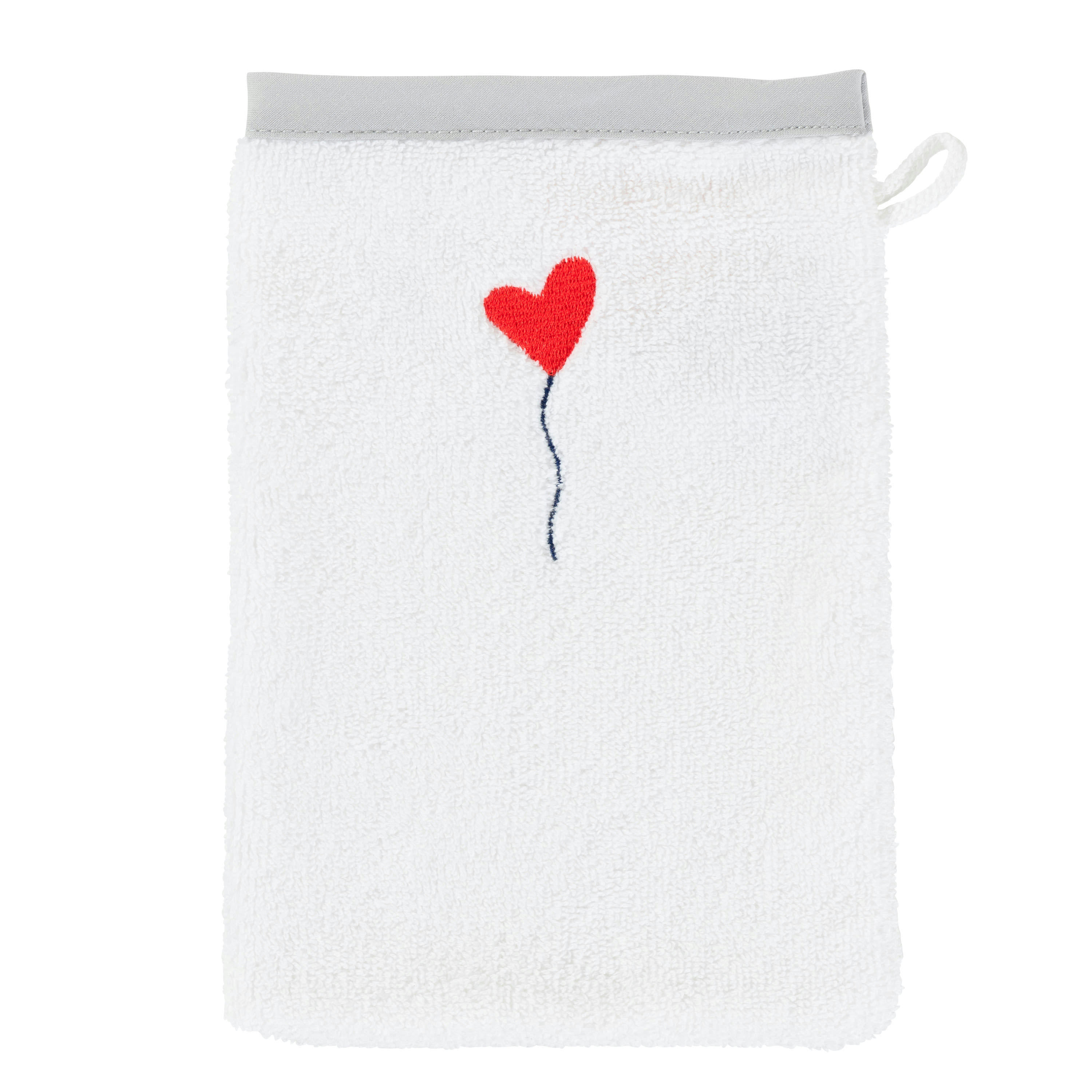 ARTICA - Gant de toilette coton brodé bouclette blanc 15 x 21 cm