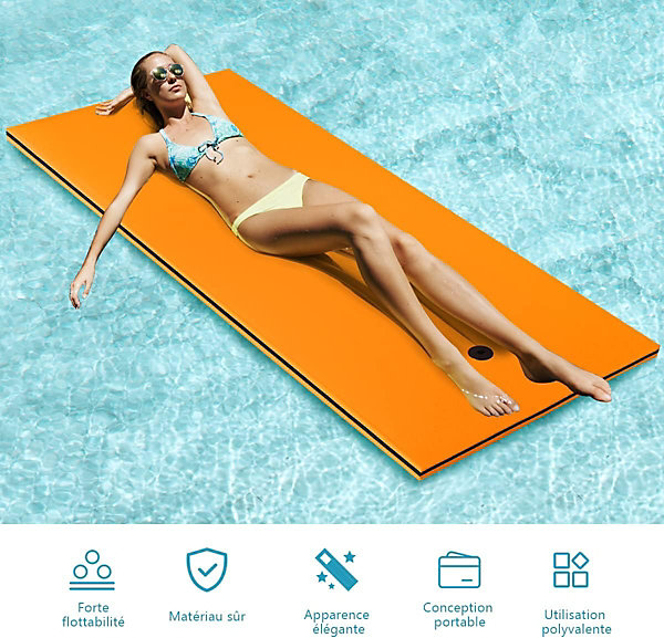 Flotteur Piscine Tapis eau Flottant en Mousse Durable pour Lacs Piscines et Plage Matelas Gonflable Orange
