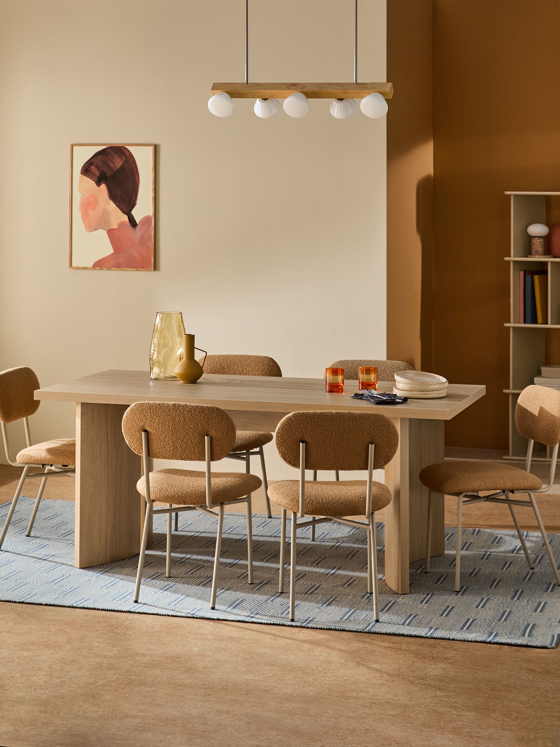 Kain 6 Seater Fixed Dining Table in Light Oak Effect