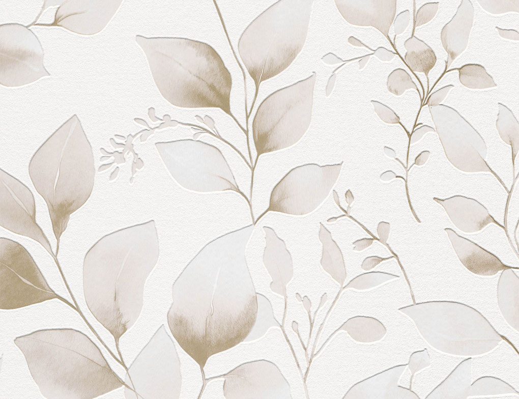 Vliestapete Blume Beige, Weiß