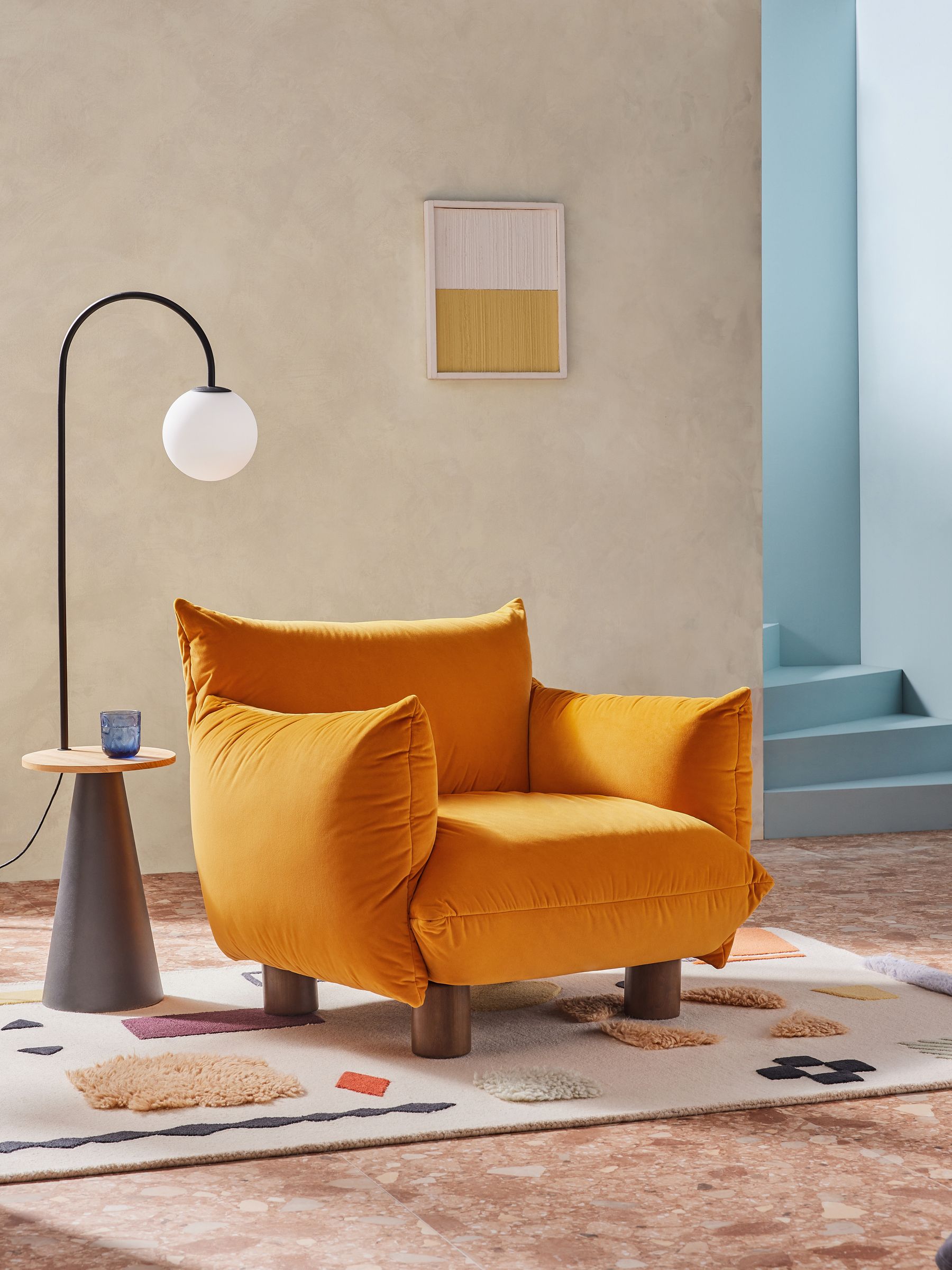 Jude Accent Chair in Honey Yellow Velvet