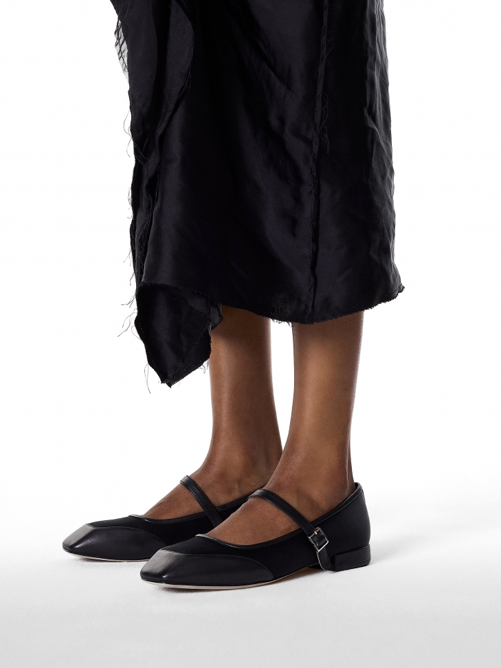 Black Mary Jane flat heeled pumps