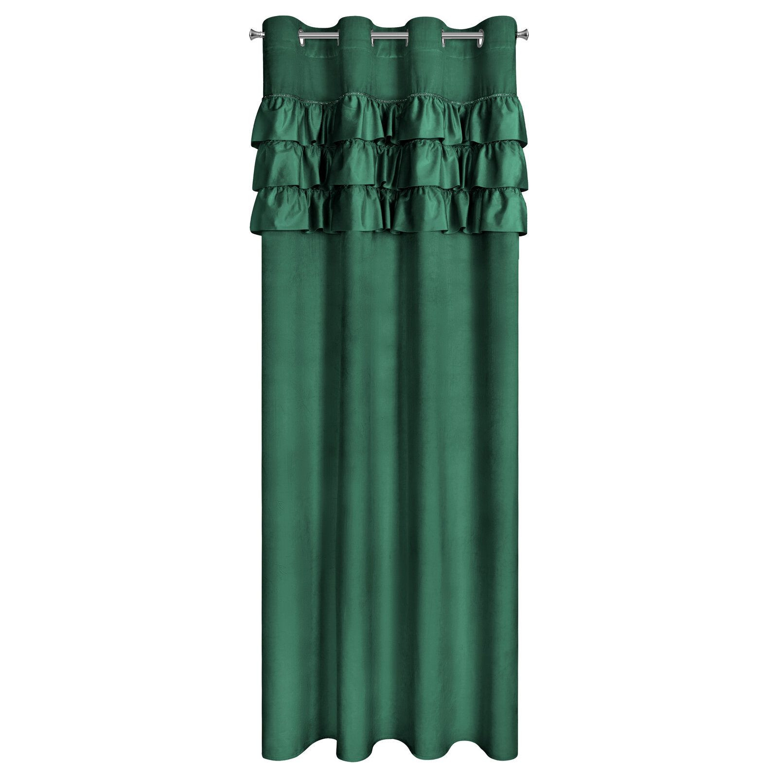 Zasłona zaciemniająca falbankami na przelotkach SAMI 140X250 c. zielona