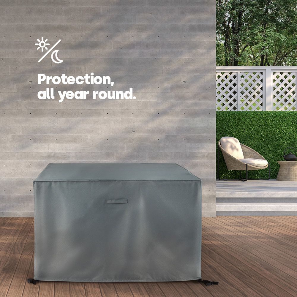 LIVIVO Rattan Furniture Cube Cover Waterproof Garden Furniture Cover for 4 Seater Outdoor Table Set Grey 122 x 122 x 76cm