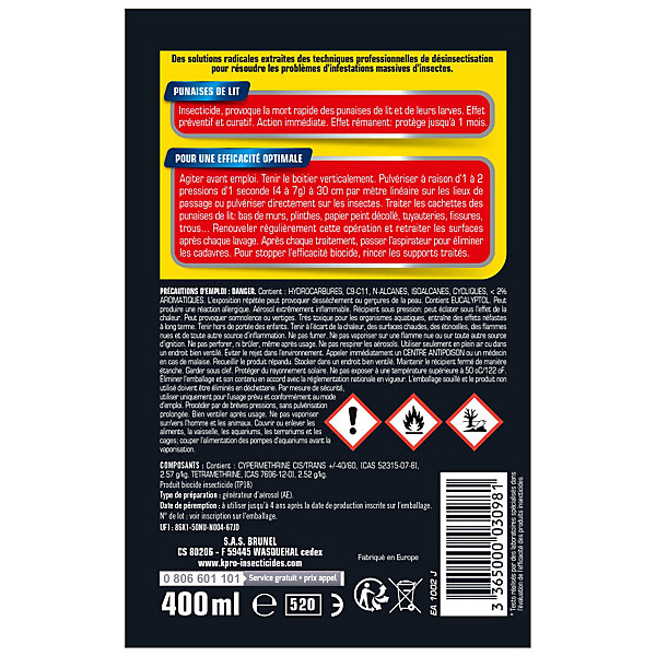 Aérosol anti punaises de lit Kapo 400 mL