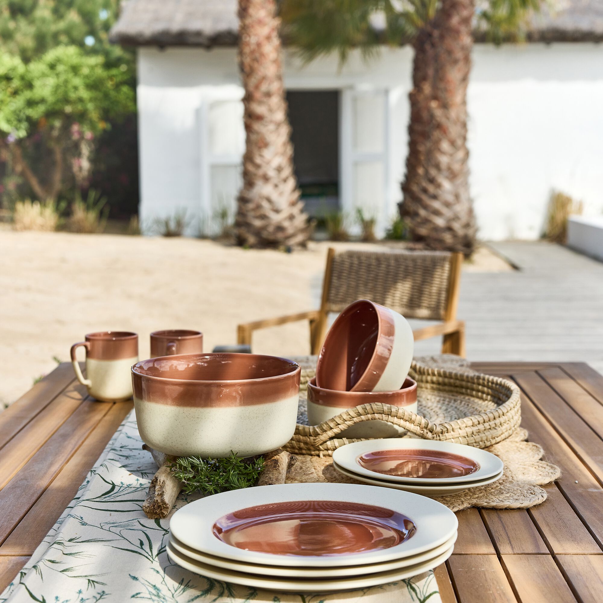 TROIA - Assiette à dessert en grès D20cm - terracotta