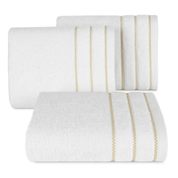 Ręcznik Dona 70x140 01 biały z welurową bordiurą frotte 500 g/m2