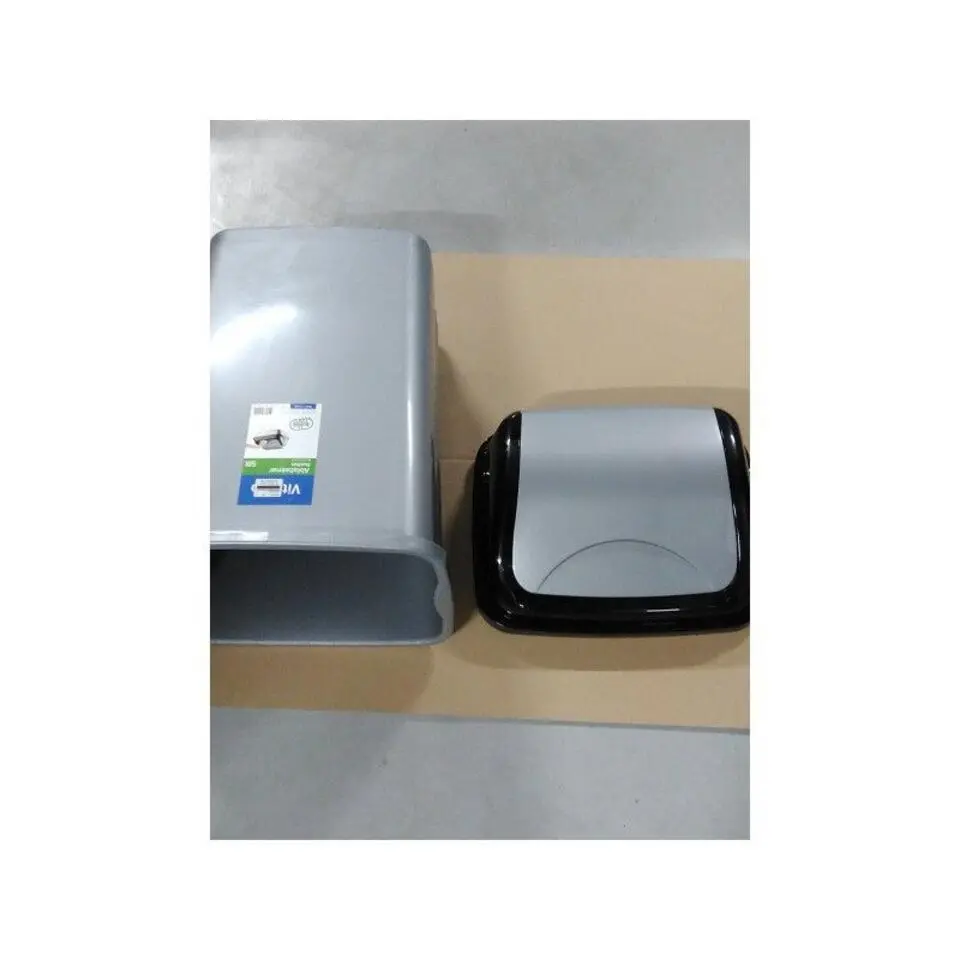 Prullenbak/afvalbak - 50 liter - kunststof - zilver - 350 x 44