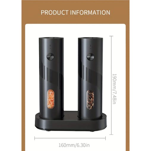 NNETM Electric Salt & Pepper Grinder Set with Charging Base (2 pcs)