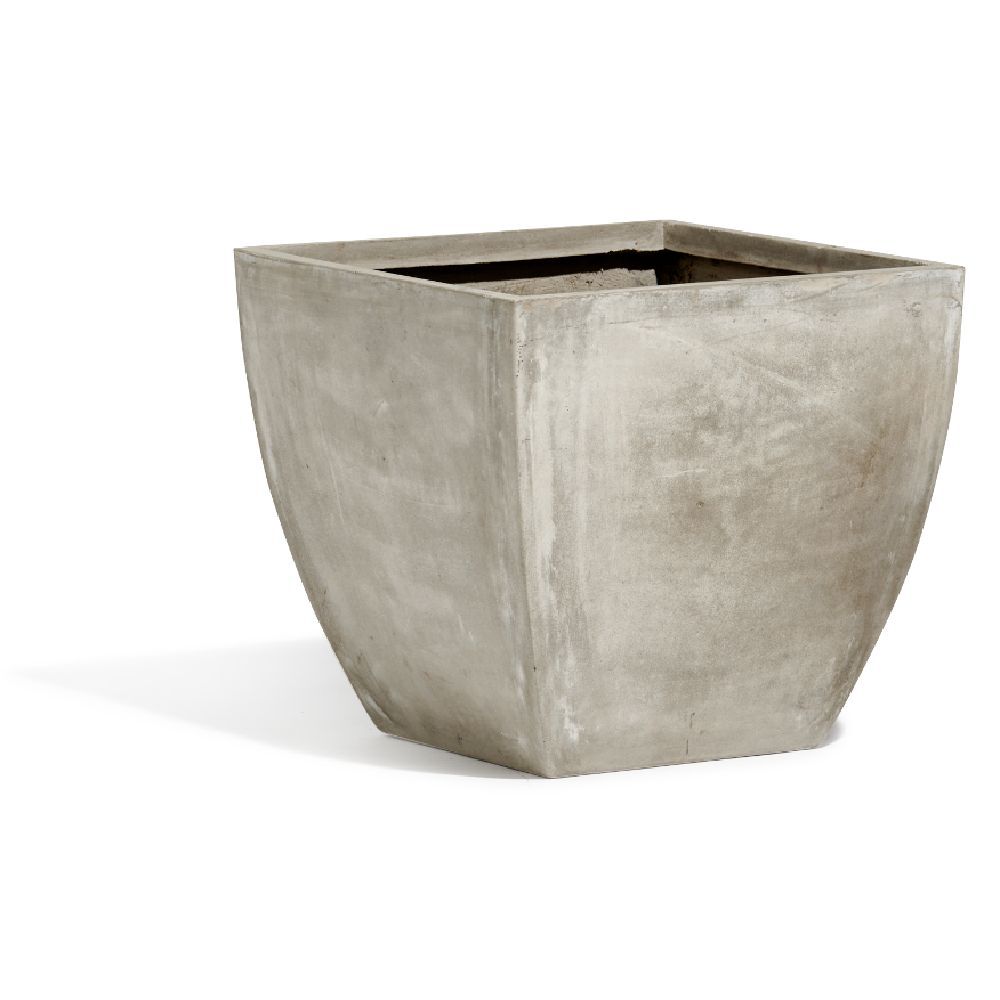 Cache pot fibre d'argile carré gris 27x27xH27cm