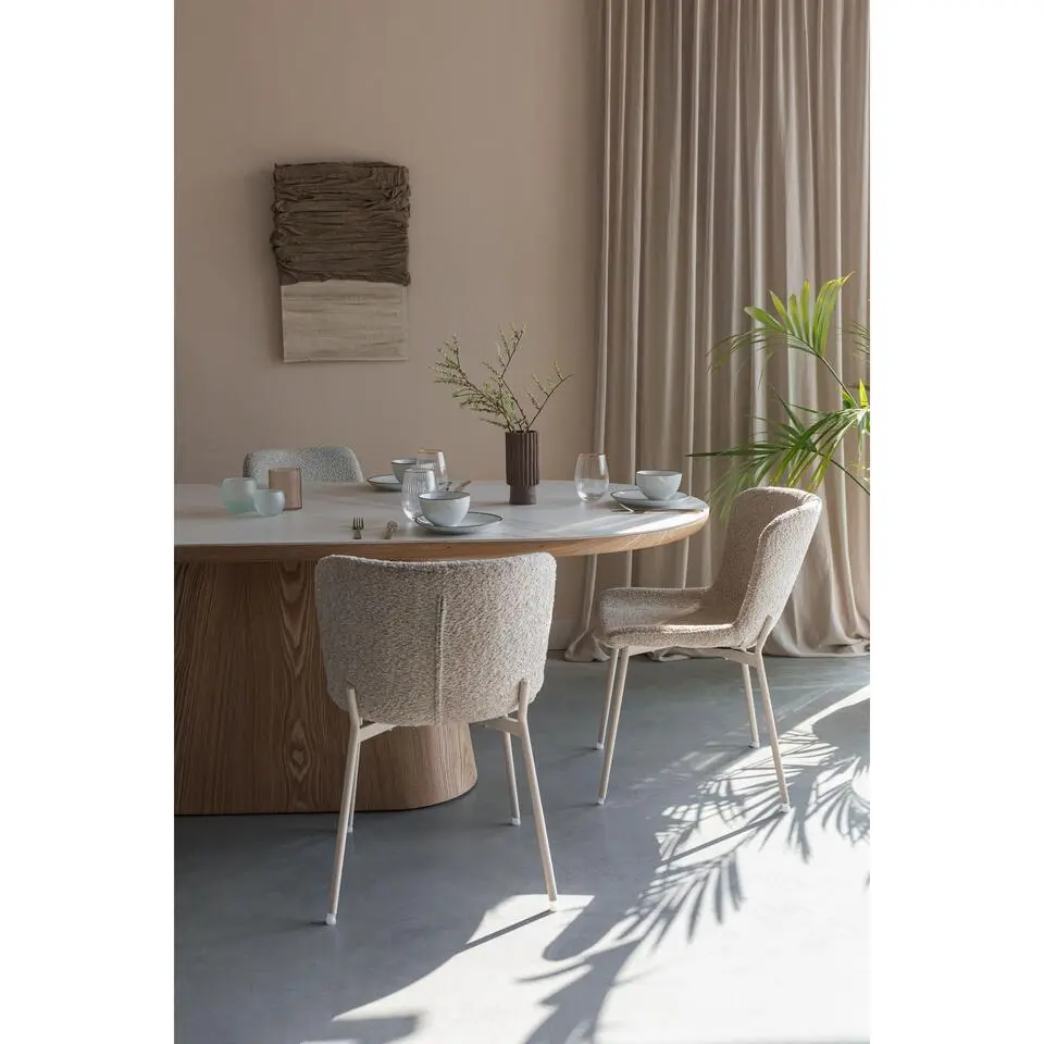 Housecraft Almira Eettafel Ovaal 200 cm Hout Wit/ Bruin