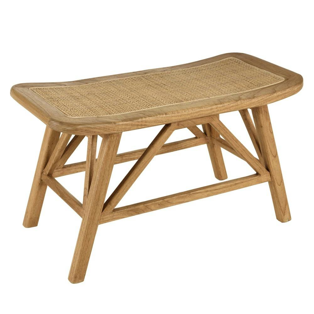 Banc 1 place en bois de mindi et rotin naturel TIVARO