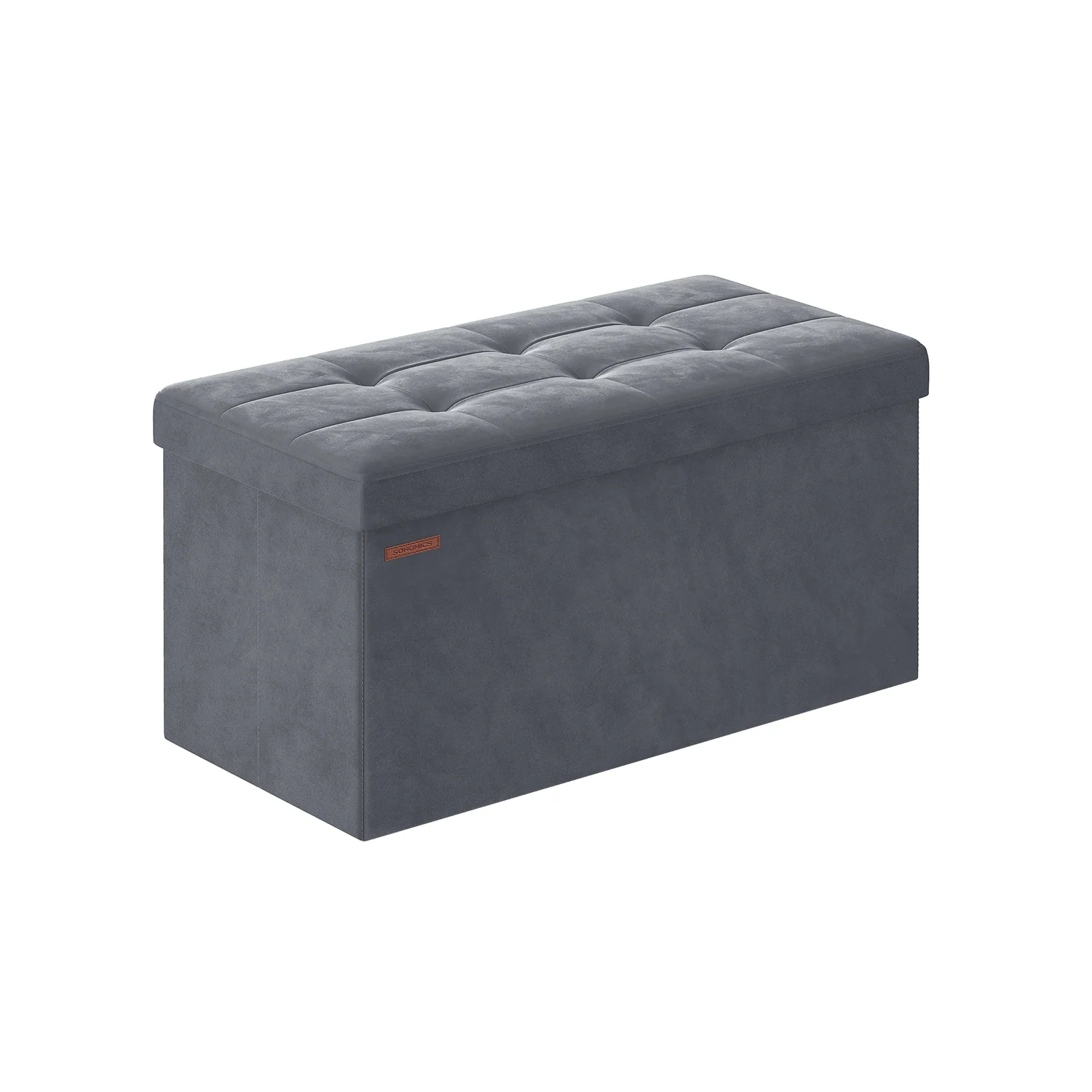 Banc de rangement en velours avec 2 boîtes