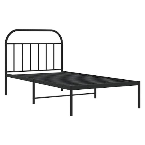 NNEVL Metal Bed Frame with Headboard Black 107x203 cm