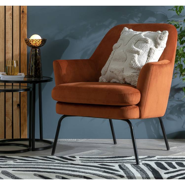 Habitat Celine Velvet Accent Chair - Orange