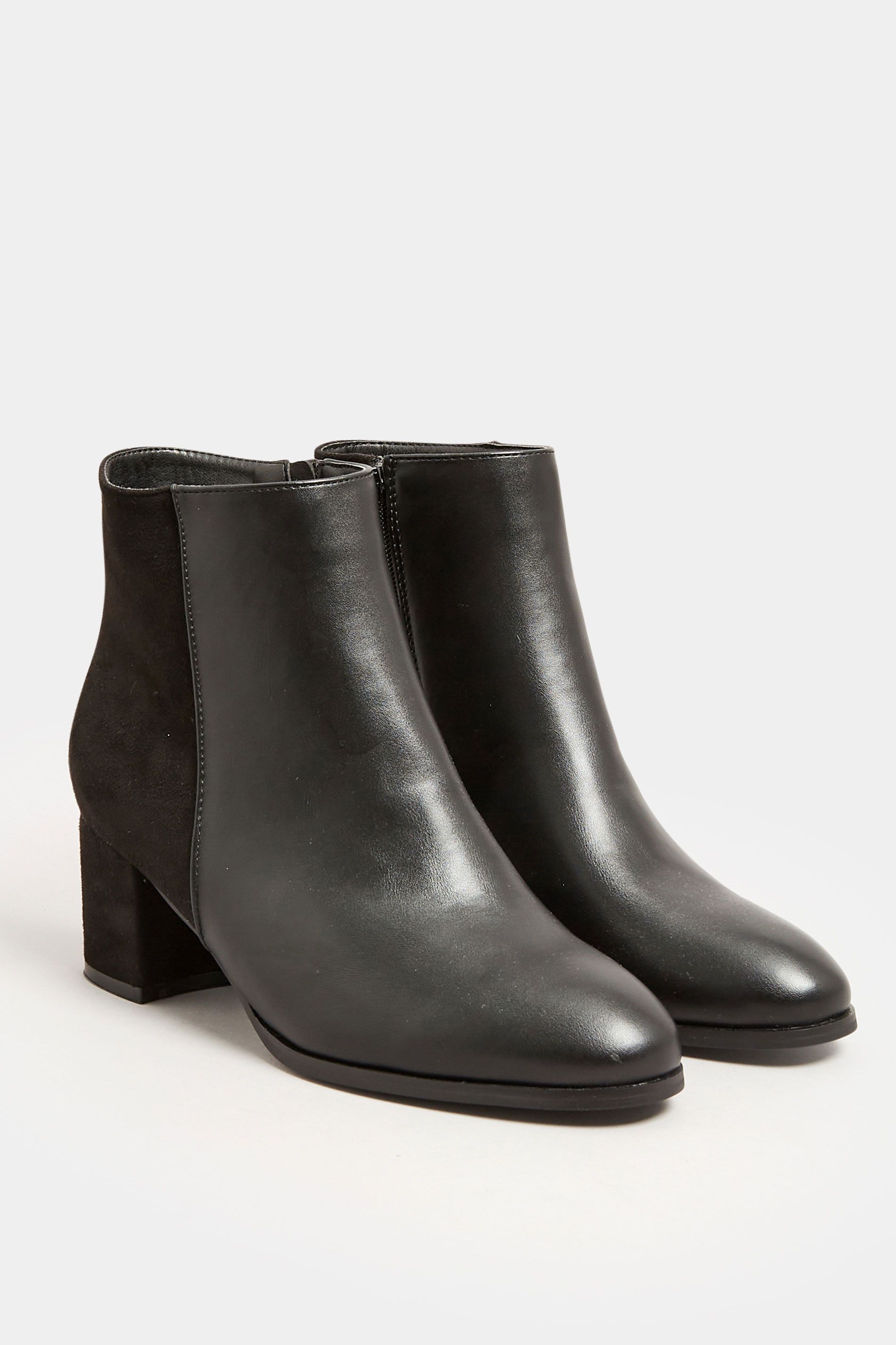 Yours Wide & Extra Wide Fit Block Ankle PU Ankle Boots
