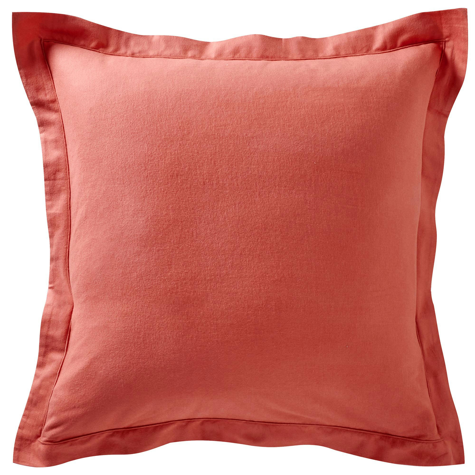 FLANELLE UNIE - Taie volant 63x63 orange terracotta en coton