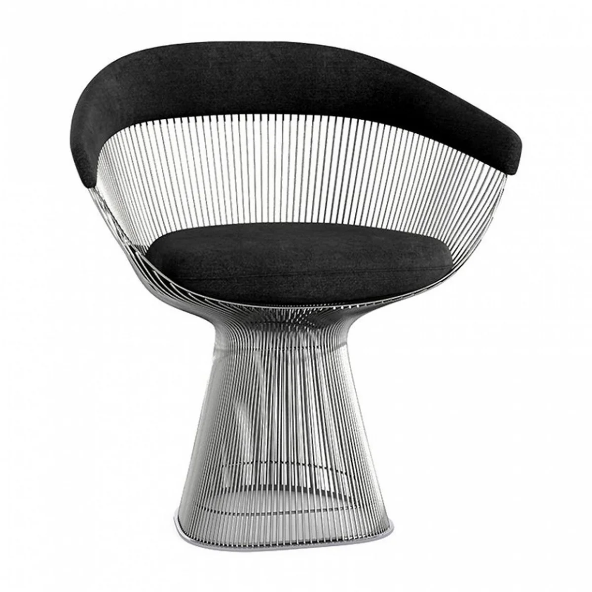 Knoll - Platner Armlehnstuhl, Nickel poliert / schwarz Circa Black K105413