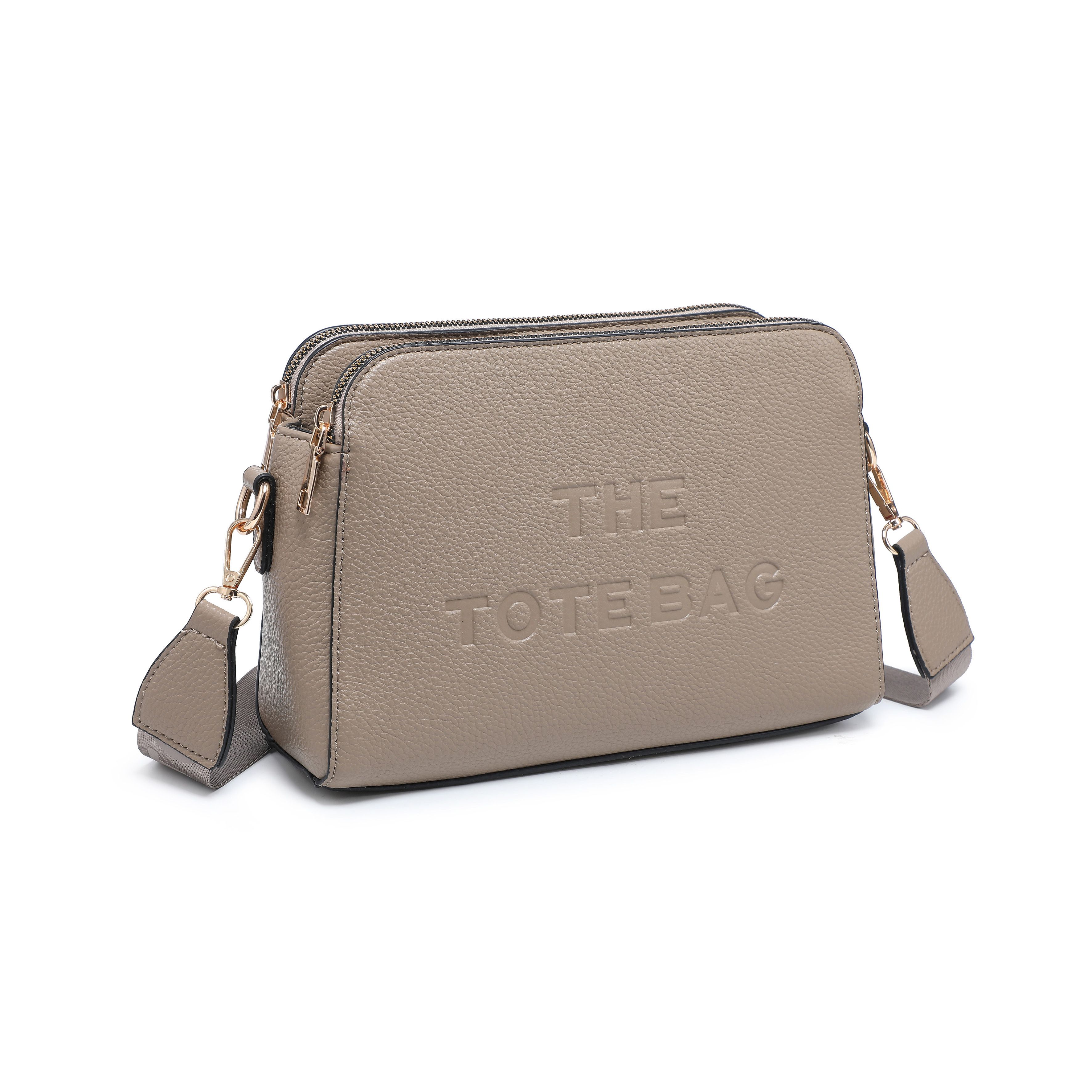 JFY 3 Zip Top Compartments Canvas Strap Cross Body Bag