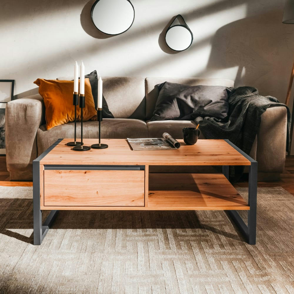 KOTOR - Table basse industrielle avec tiroir