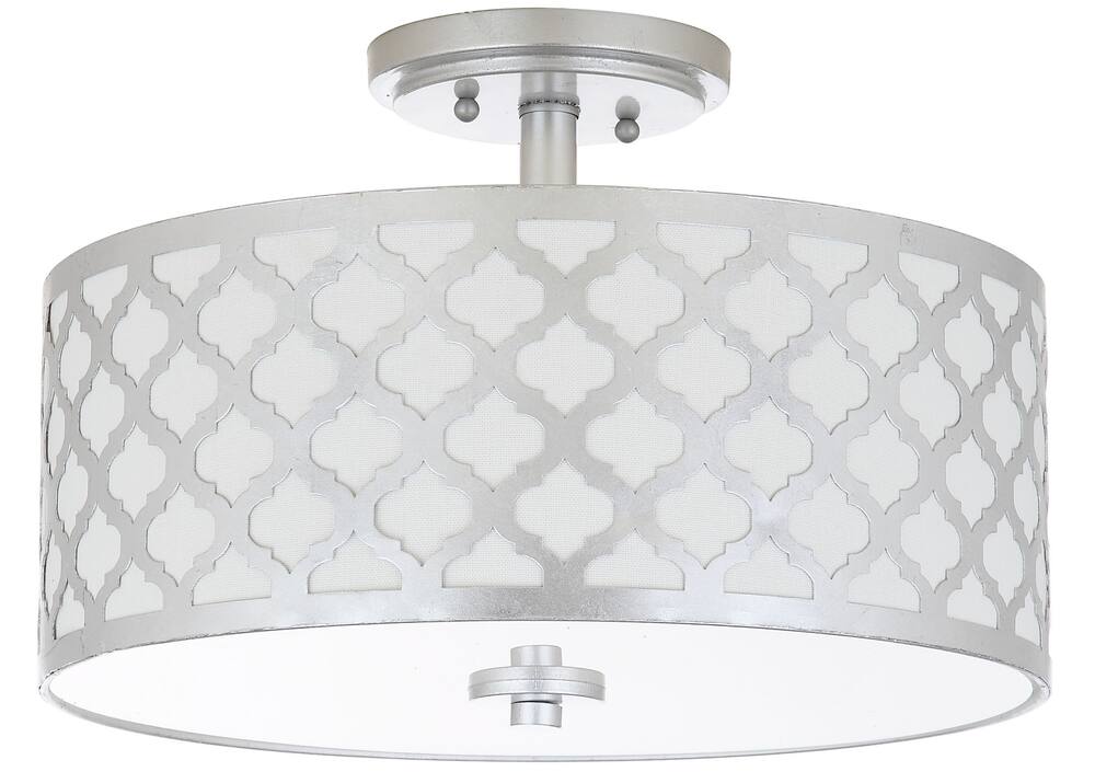 Safavieh Kora 3-Light Quartrefoil Dia Flush Mount Ceiling Light Fixture, Silver, 15-in