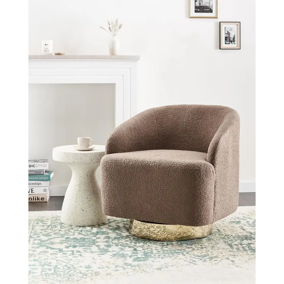 LAVIK - Fauteuil - Bruin - Boucl&eacute;