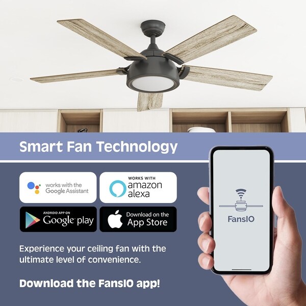 52" Prominence Home Lorelai IO Modern Farmhouse SMART Ceiling Fan, Espresso Bronze