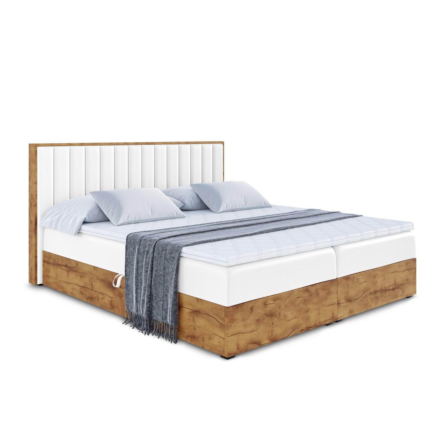 Łóżko kontynentalne z pojemnikiem i materacem H3 LOLLI4 - 120x200cm