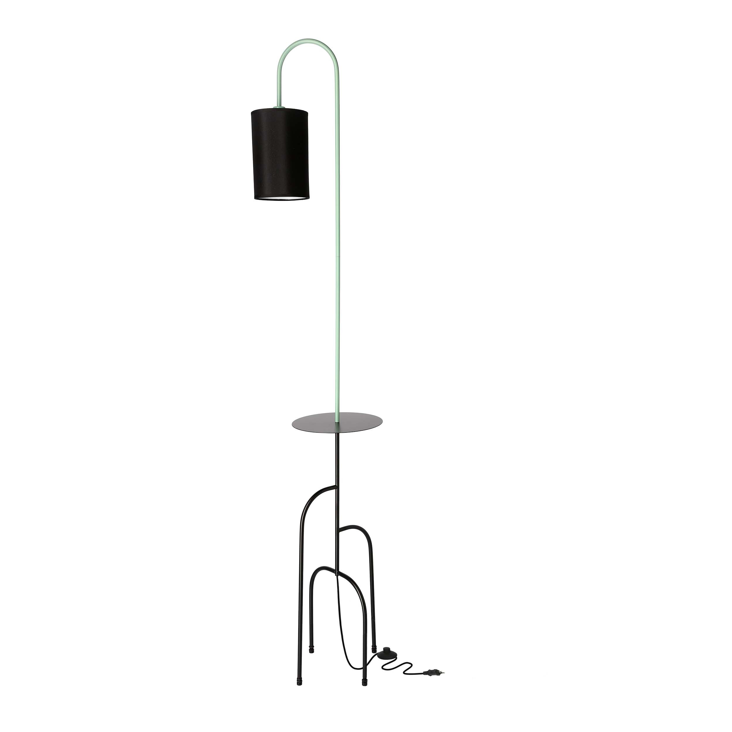 Lampa podłogowa RAVELLO czarny zielony 1x40w e14 abażur czarny