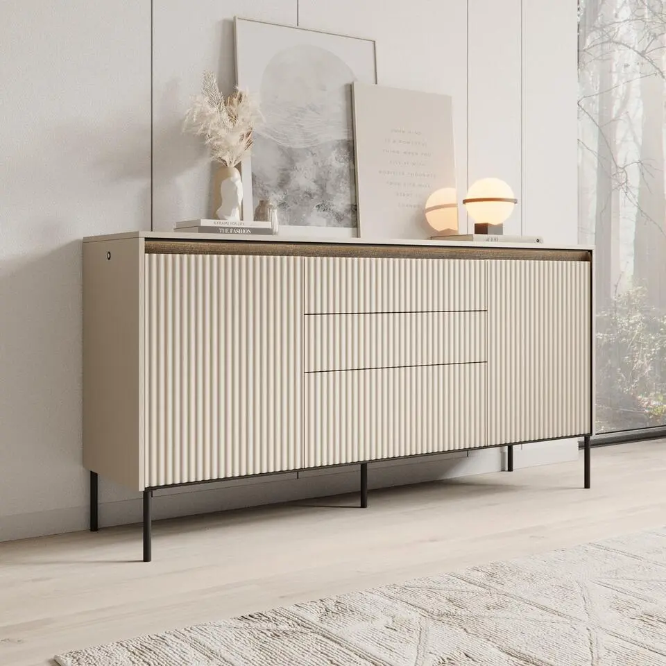 Meubella - Dressoir Timoteo - Beige - 166 cm