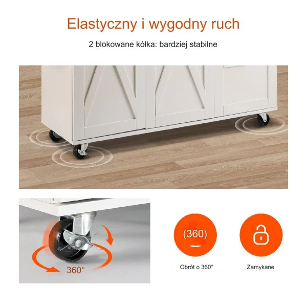 Wyspa kuchenna stół barowy regał szafka kredens na kółkach 143x68 cm