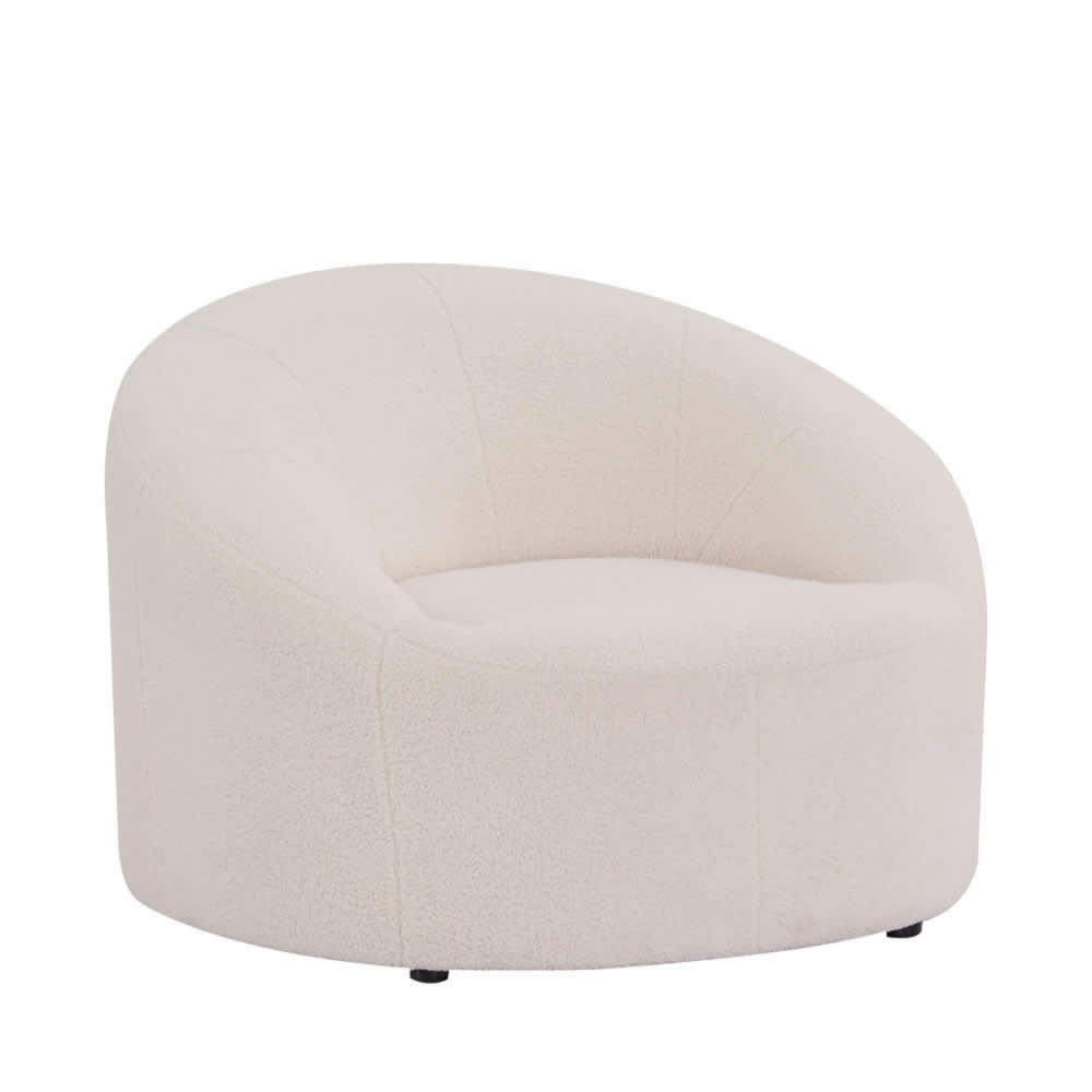 BOUSSA - Fauteuil design en bouclette ecru
