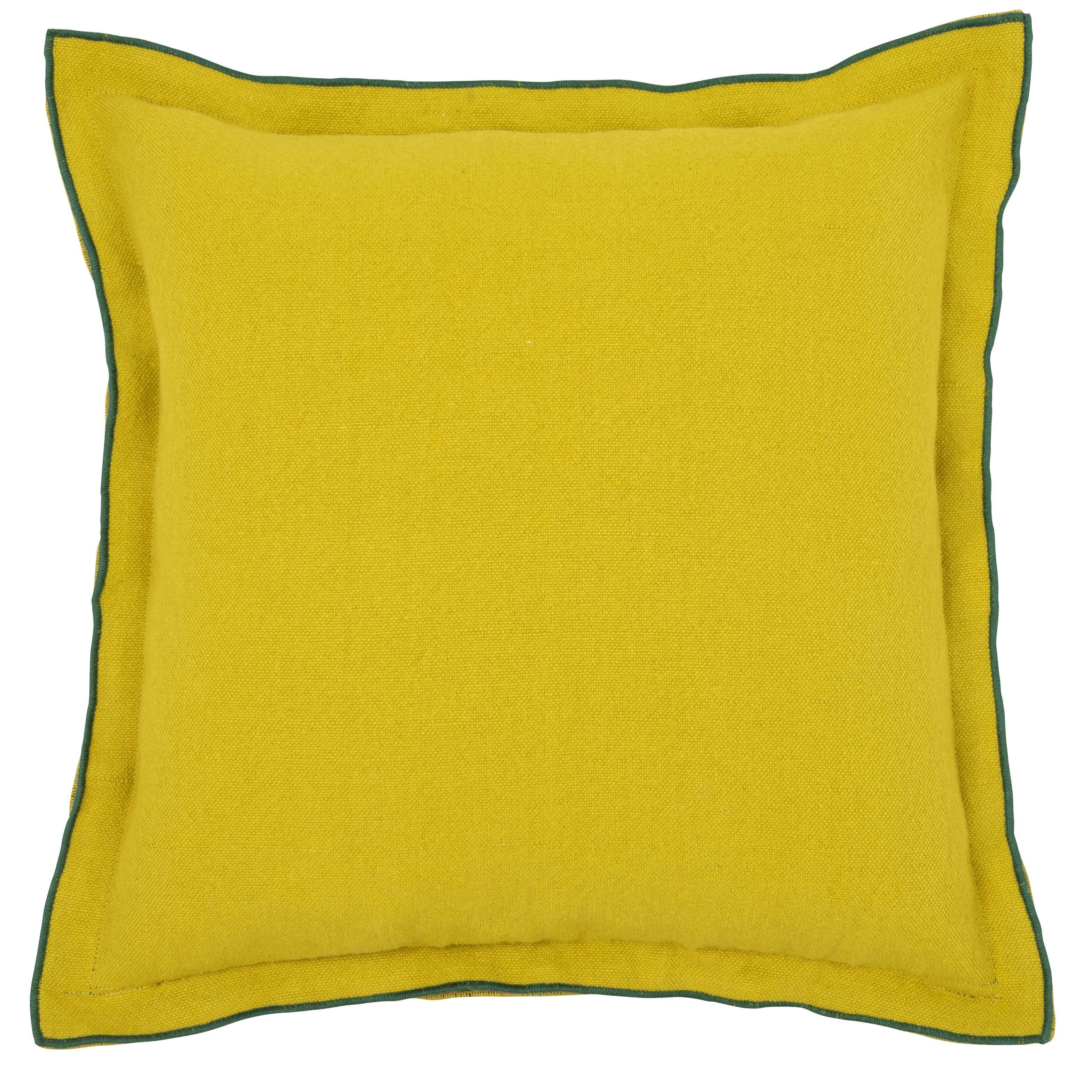 DAISEI - Housse de coussin bicolore en coton et lin verts et jaunes 40x40