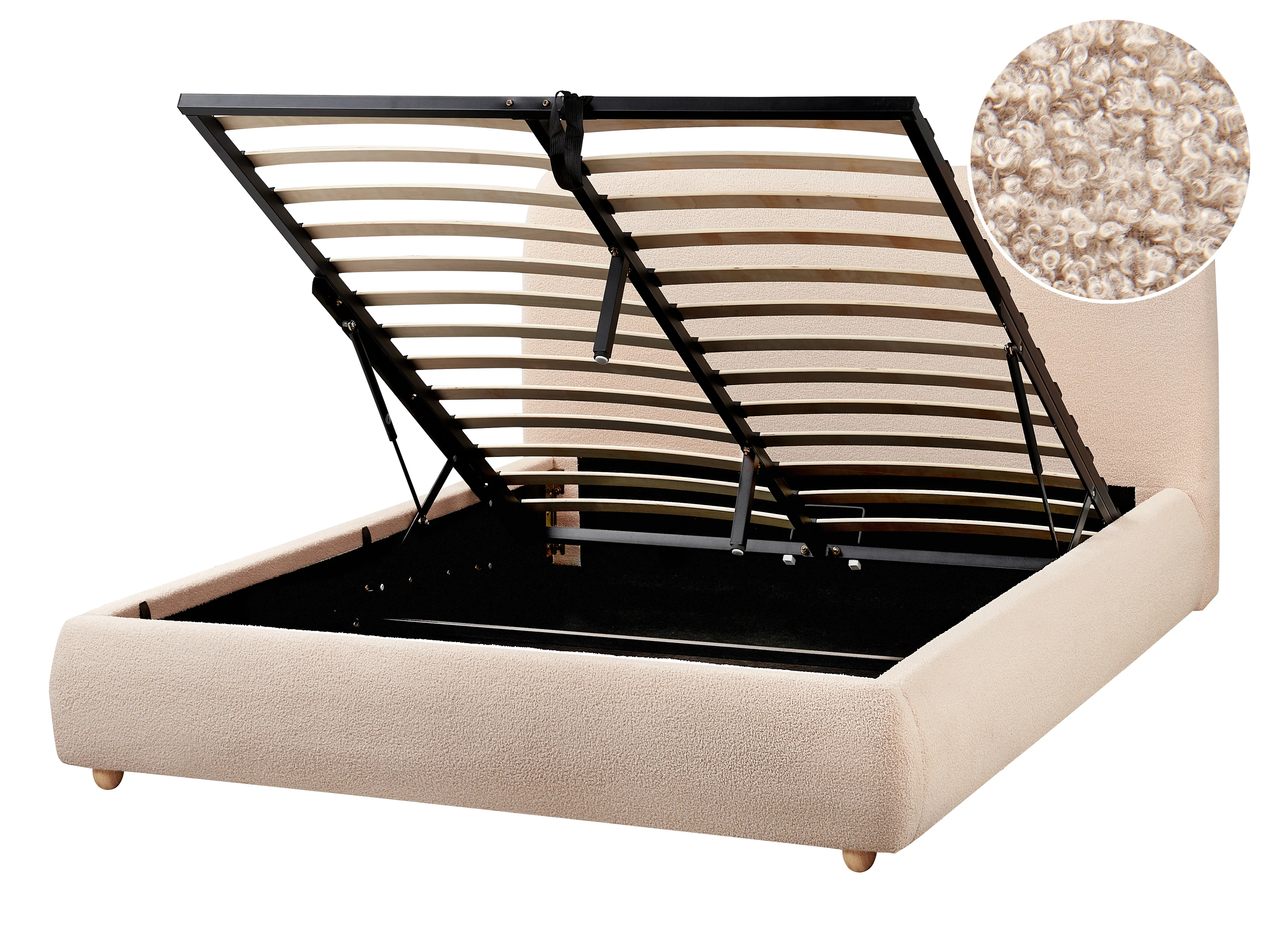 Ottoman Bed Boucle BLAGNAC 140 x 200 cm (EU Double) Beige