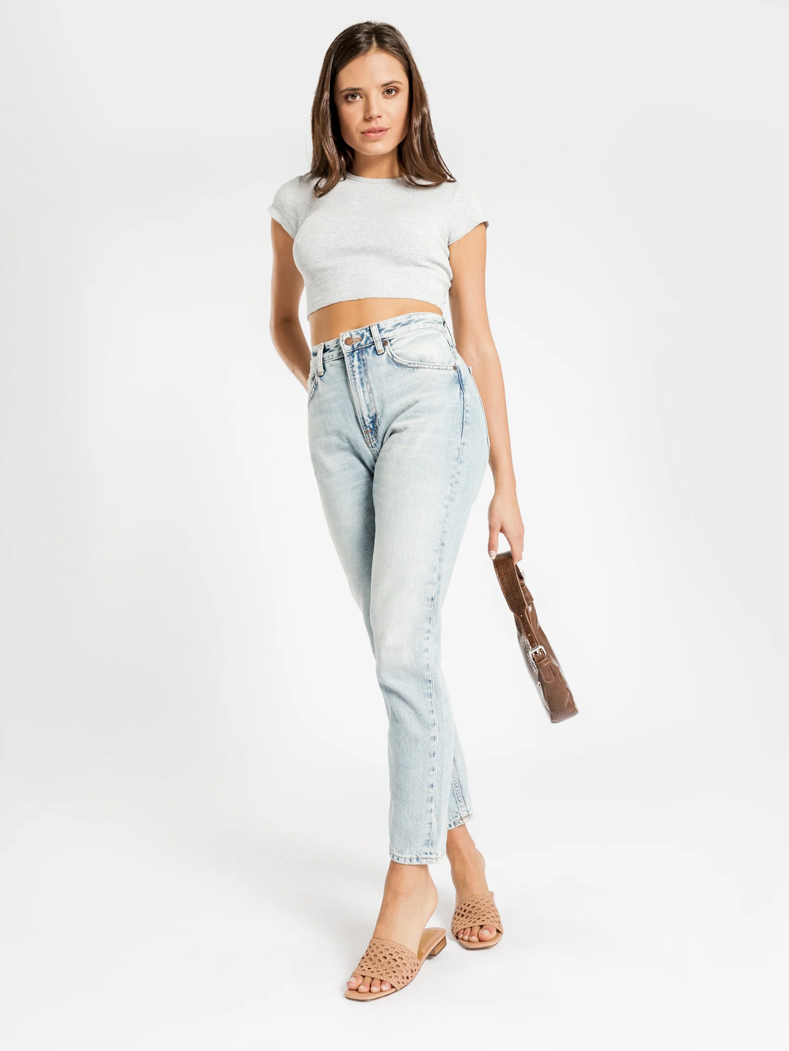 Cameron Basic Waffle Crop T-Shirt